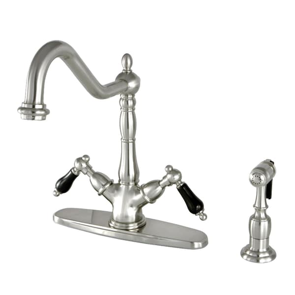 8" Centerset Deck Mount Kitchen Faucet W/ Brass Sprayer, Nickel